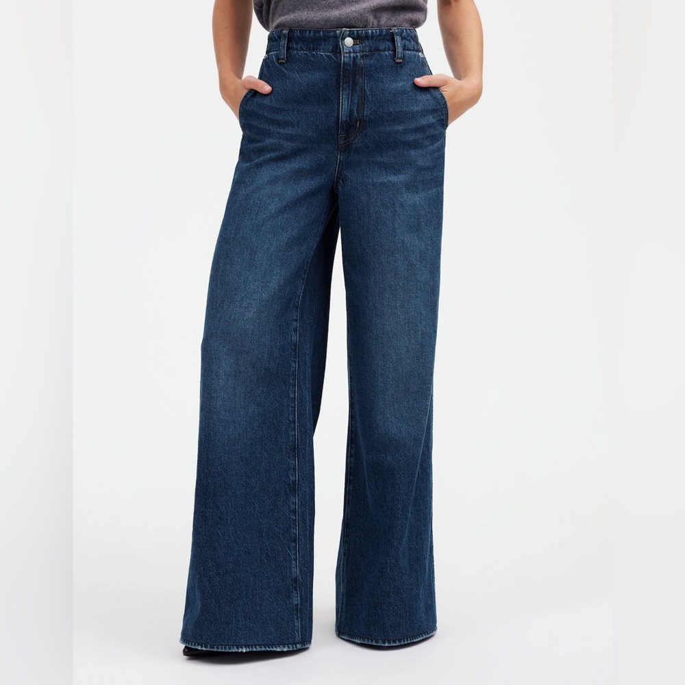 Madewell Wide Sweep Denim Trouser in Poplaski Wash